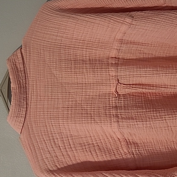 American Eagle Cotton Gauzy Peach Button-up Long Sleeve Oversized Shirt Wmns M - Picture 8 of 13